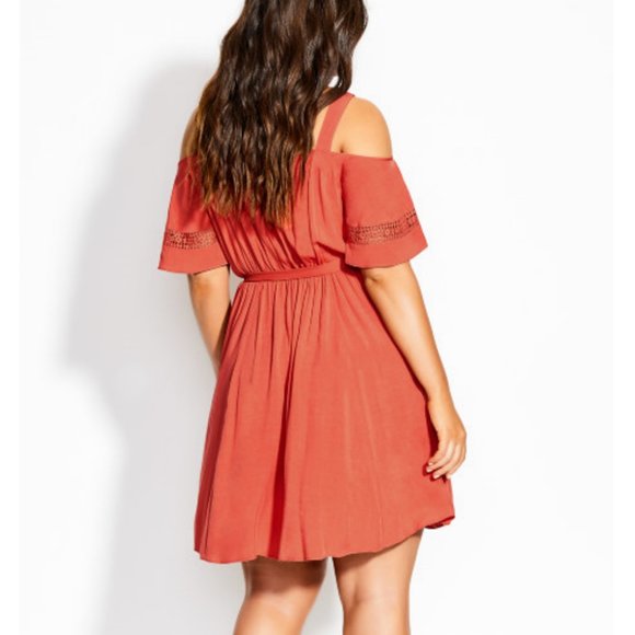 CITY CHIC Rust Cold-Shoulder Dress - Plus Size 24 NWOT - Picture 3 of 9